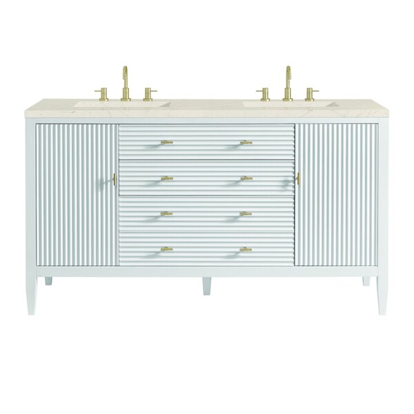 James Martin Vanities 60'' Double Vanity, Bright White w/ 3 CM Eternal Marfil Quartz Top 485-V60D-BW-3EMR - main
